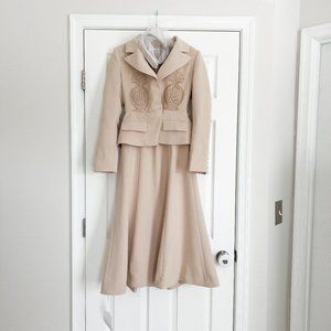 Self Portrait Tailored Crepe Lace Detail Midi Dress